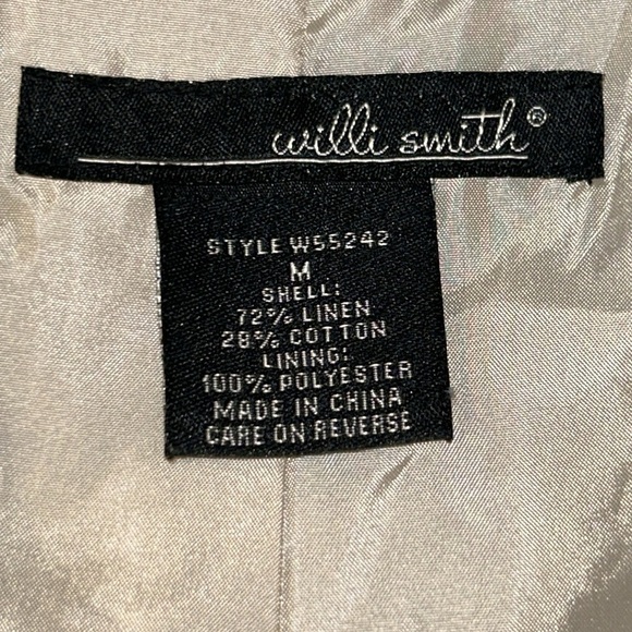 Willi Smith Khaki Safari Linen Blend Top Size Medium - Picture 7 of 7